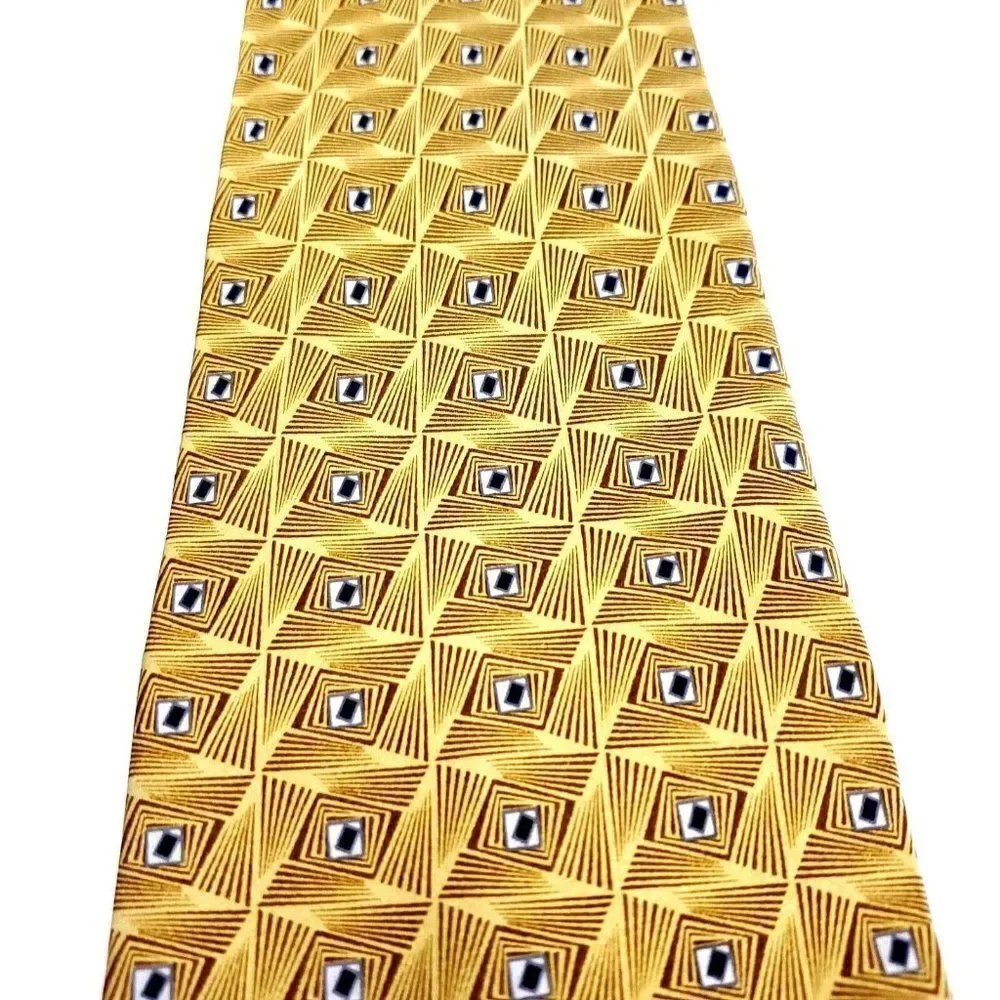 Stafford Yellow Silk Tie Woven Geometric‎